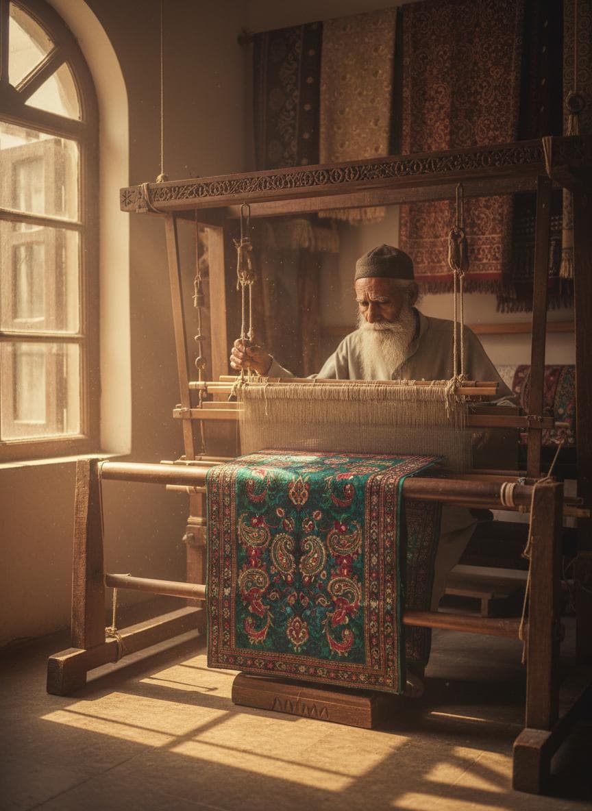 Master artisan at the loom